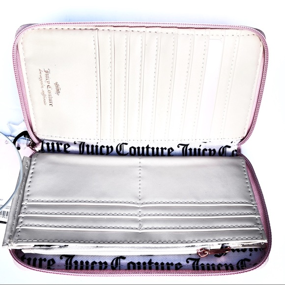 Juicy Couture Starburst Macaroon Pink Zip Around Wallet with Charms - Picture 7 of 12